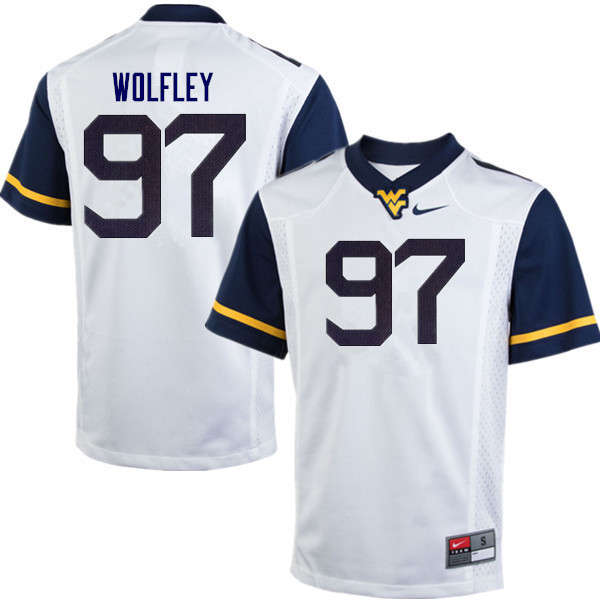 NCAA Men's Stone Wolfley West Virginia Mountaineers White #97 Nike Stitched Football College Authentic Jersey CQ23G62PV